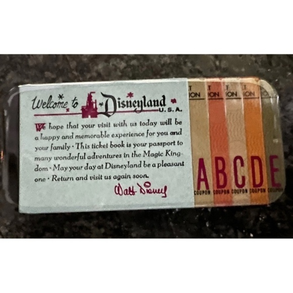Disneyland 70th Anniversary Collectible Candy Tin Retro Tickets A-E::Sealed::